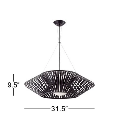 Possini Euro Design Planet Black Large Pendant Light 31 1/2" Wide Mid Century Modern White Glass For Dining Room House Foyer Kitchen Island Entryway - Image 6