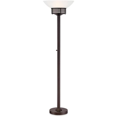 Possini Euro Design Light Blaster Modern Torchiere Floor Lamp 72 1/2" Tall Warm Bronze LED White Frosted Glass Bowl Shade For Living Room Bedroom Home - Image 5