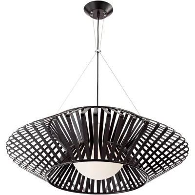 Possini Euro Design Planet Black Large Pendant Light 31 1/2" Wide Mid Century Modern White Glass For Dining Room House Foyer Kitchen Island Entryway - Image 5
