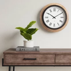 16" Warm Wood Wall Clock Brown - Threshold™
