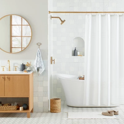 Boucle Stripe Shower Curtain Sour Cream - Hearth & Hand™ With Magnolia - Image 2