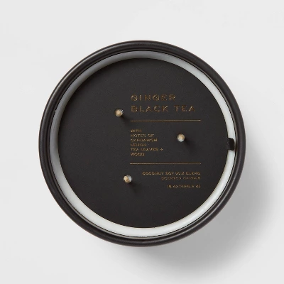 15oz Ceramic Jar 3-Wick Black Label Ginger Black Tea Candle - Threshold™ - Image 3