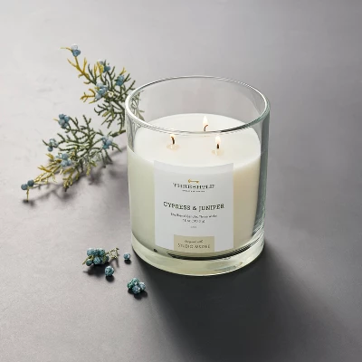 Clear Glass Cypress & Juniper Candle White - Threshold™ Designed With Studio McGee