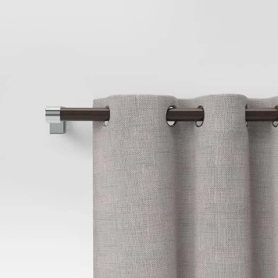 Dark Faux Wood Curtain Rod Nickel - Threshold™