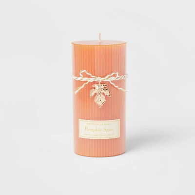 Ribbed Pillar Pumpkin Spice Candle - Threshold™ - Image 4