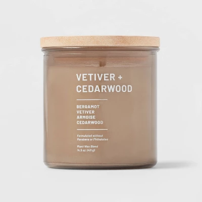 Glass Jar Vetiver And Cedarwood Candle Brown - Threshold™ - Image 3
