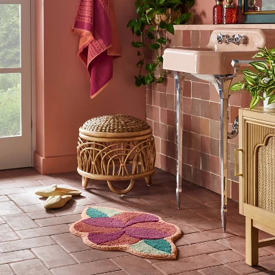 Seasons Go Around Flower Shaped Bath Rug Rose Red - Opalhouse™ Designed With Jungalow™