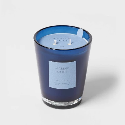 Colored Vase Glass With Dustcover Marine Moss Candle Blue - Threshold™ - Image 6