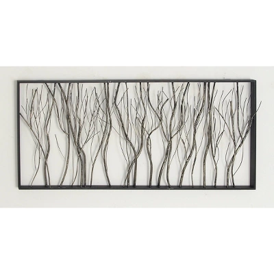 Metal Tree Distressed Dimensional Branch Wall Decor With Black Frame Silver - Olivia & May - Image 4