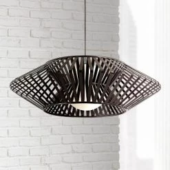 Possini Euro Design Planet Black Large Pendant Light 31 1/2" Wide Mid Century Modern White Glass For Dining Room House Foyer Kitchen Island Entryway