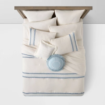 12pc Embroidered Fringe Stripe With Tassels Comforter & Sheet Bedding Set - Threshold™ - Image 2