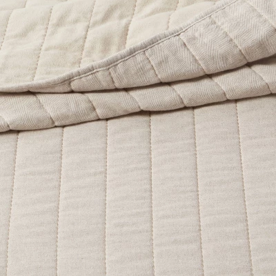 Herringbone Flannel Quilt Beige - Threshold - Image 3