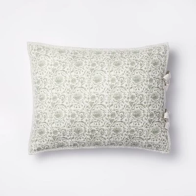Decorative Border Cotton Slub Print Quilt Sham Light Teal Green – Threshold™ Designed With Studio McGee - Image 5