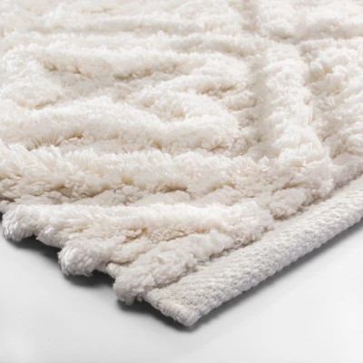 Textured Diamond Shag Bath Rug Cream - Opalhouse⢠- Image 2