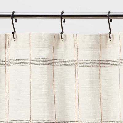 Woven Modern Plaid Shower Curtain Ivory - Threshold™ - Image 2