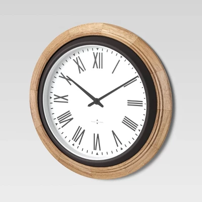 16" Warm Wood Wall Clock Brown - Threshold™ - Image 2