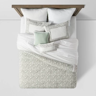 8pc Printed Floral With Border 8pc Comforter Set Green - Threshold™ - Image 2