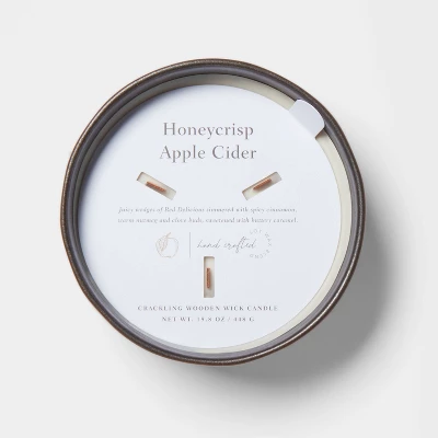 16oz Blackened Bowl Ceramic With Multi Woodwick And Dustcover Honeycrisp Apple Cider Candle Black - Threshold™ - Image 4