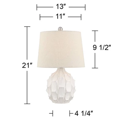 360 Lighting Ellen 21" High Sculptured Small Mid Century Modern Coastal Accent Table Lamp White Ceramic Single Living Room Bedroom Bedside Nightstand - Image 5