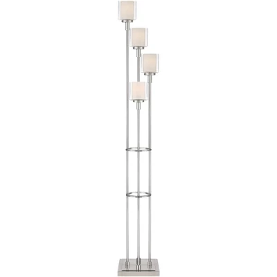 Possini Euro Design Modern Tree Floor Lamp With USB Charging Port 4-Light 72" Tall Brushed Nickel Glass Shade Living Room Reading - Image 8