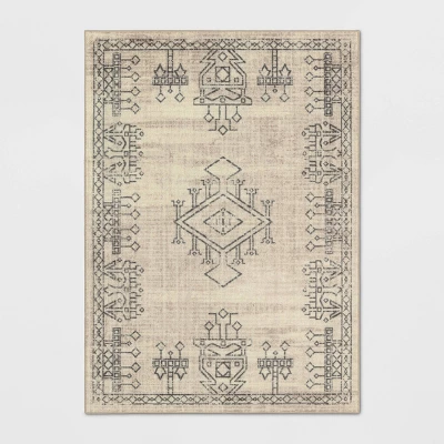 Hancock Distressed Center Motif Rug Beige - Threshold™ - Image 5