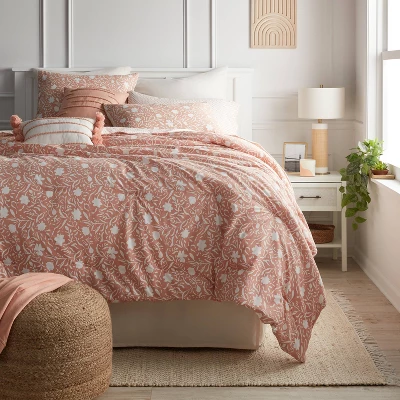 12pc Floral Boho Comforter & Sheets Set Terracotta Pink - Threshold™