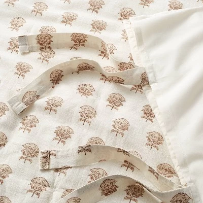 Lofty Cotton Slub Woodblock Print Floral Quilt Sham White/Mauve – Threshold™ Designed With Studio McGee - Image 4