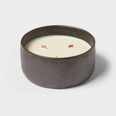 16oz Blackened Bowl Ceramic With Multi Woodwick And Dustcover Honeycrisp Apple Cider Candle Black - Threshold™ - Image 3