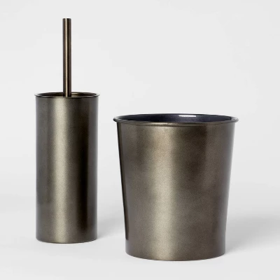 Aluminum Toilet Brush And Holder Set With Aged Metal Finish Gray - Threshold™ - Image 3