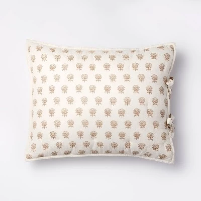 Lofty Cotton Slub Woodblock Print Floral Quilt Sham White/Mauve – Threshold™ Designed With Studio McGee - Image 5