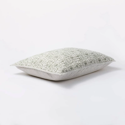 Decorative Border Cotton Slub Print Quilt Sham Light Teal Green – Threshold™ Designed With Studio McGee - Image 2