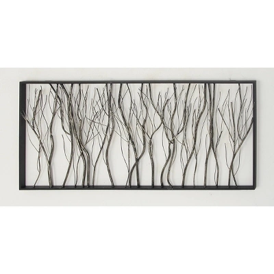 Metal Tree Distressed Dimensional Branch Wall Decor With Black Frame Silver - Olivia & May - Image 3