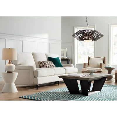 Possini Euro Design Planet Black Large Pendant Light 31 1/2" Wide Mid Century Modern White Glass For Dining Room House Foyer Kitchen Island Entryway - Image 8