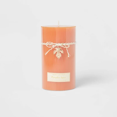 Ribbed Pillar Pumpkin Spice Candle - Threshold™ - Image 5