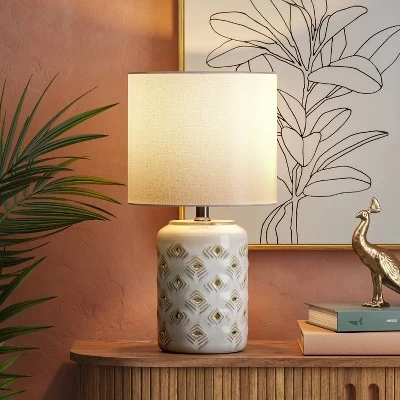 Diamond Cutout Table Lamp With Lit Base - Opalhouse⢠- Image 2