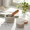 3pc Marble Stacking Salt & Pepper Cellar White/Warm Gray - Hearth & Hand™ With Magnolia