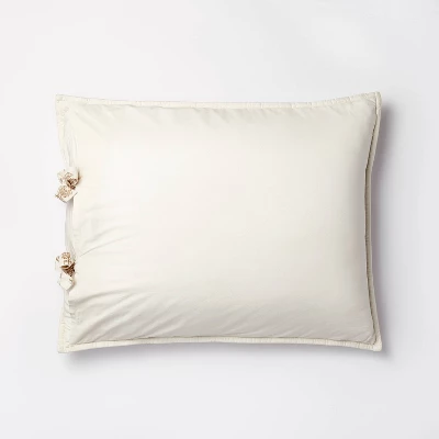 Lofty Cotton Slub Woodblock Print Floral Quilt Sham White/Mauve – Threshold™ Designed With Studio McGee - Image 3