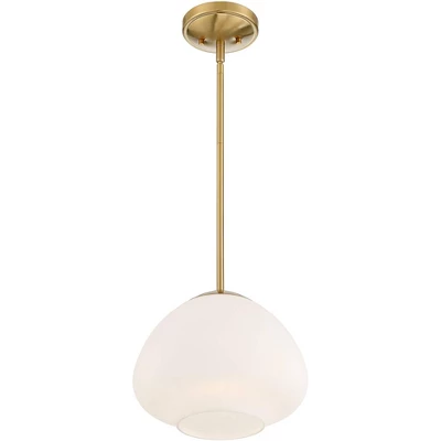 Possini Euro Design Orilla Brass Mini Pendant Light 11 3/4" Wide Mid Century Modern White Opal Glass Shade For Dining Room House Foyer Kitchen Island - Image 5