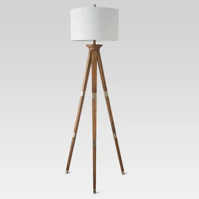 Oak Wood Tripod Floor Lamp Dark Brown - Threshold™ - Image 10