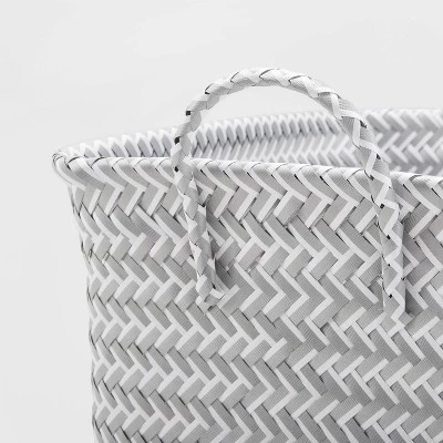 Large Woven Rectangular Storage Basket Gray/White - Brightroom™ - Image 2