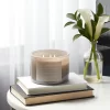 14oz Lidded Gray Glass Jar Crackling Wooden 3-Wick Candle With Paper Label Coconut And Honey  - Threshold™