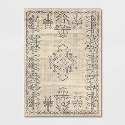 Hancock Distressed Center Motif Rug Beige - Threshold™ - Image 4