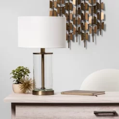 Fillable Accent With USB Table Lamp Brass - Threshold™