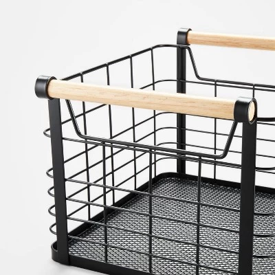 Wire Natural Wood Handles Milk Crate - Brightroom™ - Image 2