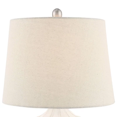 360 Lighting Ellen 21" High Sculptured Small Mid Century Modern Coastal Accent Table Lamp White Ceramic Single Living Room Bedroom Bedside Nightstand - Image 3