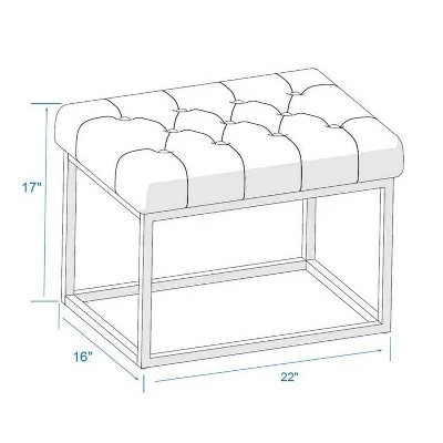 Trubeck Tufted Metal Base Ottoman Faux Leather - Threshold™ - Image 4