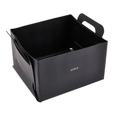 Juvale 2 Pack Faux Leather Foldable Storage Bins With Handles, Collapsible Baskets For Home Organization, Black, 10 X 6.5 In - Image 7