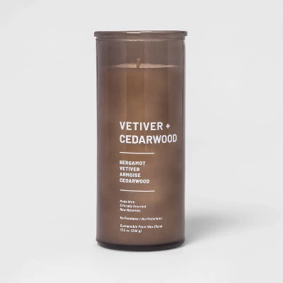 Glass Jar Vetiver And Cedarwood Candle Brown - Threshold™ - Image 2