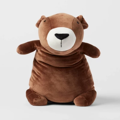 Bear Weighted Plush Kids' Throw Pillow Brown - Pillowfort™ - Image 3