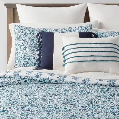 12pc Reversible Paisley Print Comforter & Sheets Set Blue/Dark Teal Blue - Threshold™ - Image 11